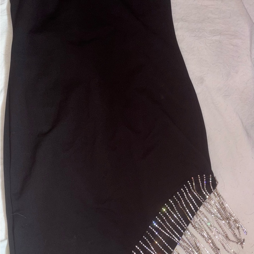 Black Silver Embellished Midi Dress